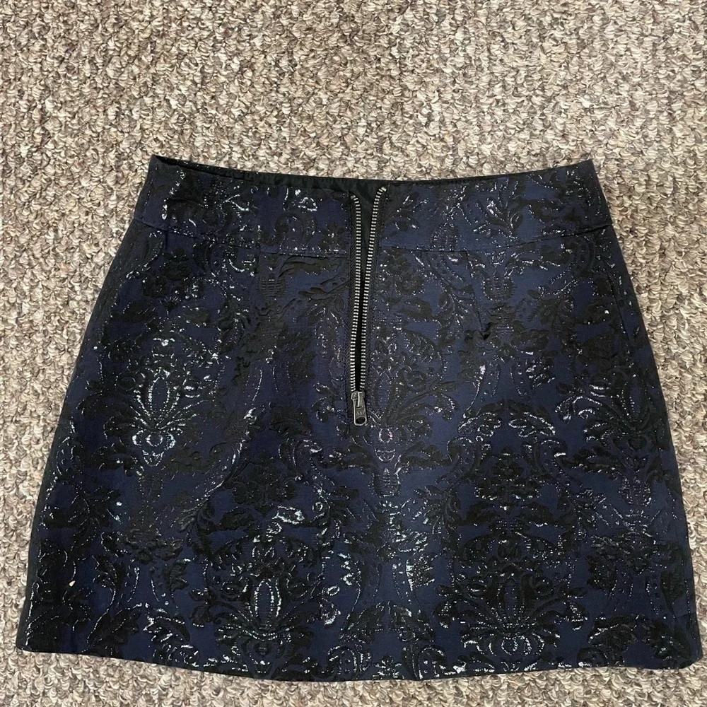 Abercrombie & Fitch Navy Brocade A-Line Skirt